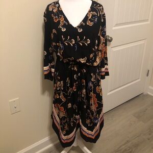 MSK Black Dress with Floral Accents